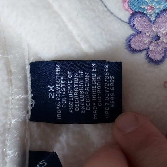 Basic Editions long sleeve sweatshirt white w/flower design 2x - Picture 6 of 10